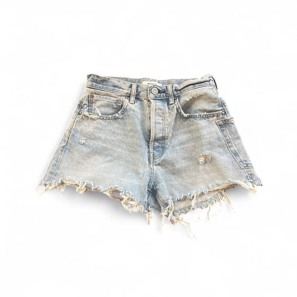 NWOT Moussy MV Mckendree Denim Shorts Women's Light Blue 25 cutoffs japan pocket - Picture 5 of 8